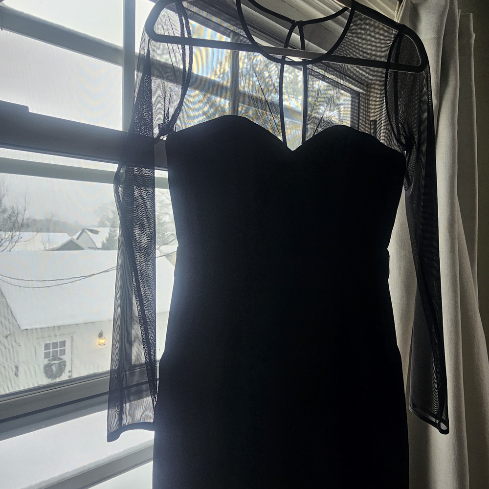 BCBGeneration Black Long Sleeve Dress with Mesh Detail